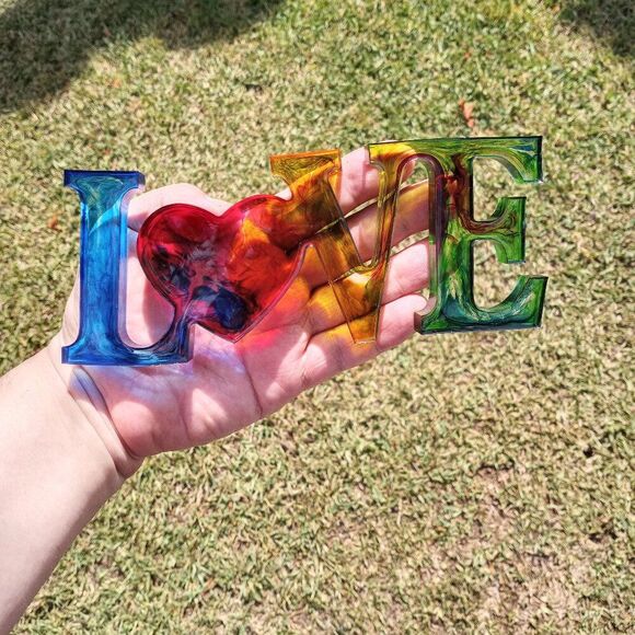 Resin LOVE Word Decor – Colorful Resin Letters – Handmade Home Accent - Picture 9 of 11